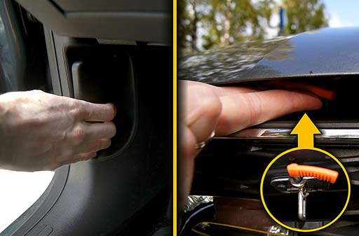 ohjeistus moottoritilan avaamiseen