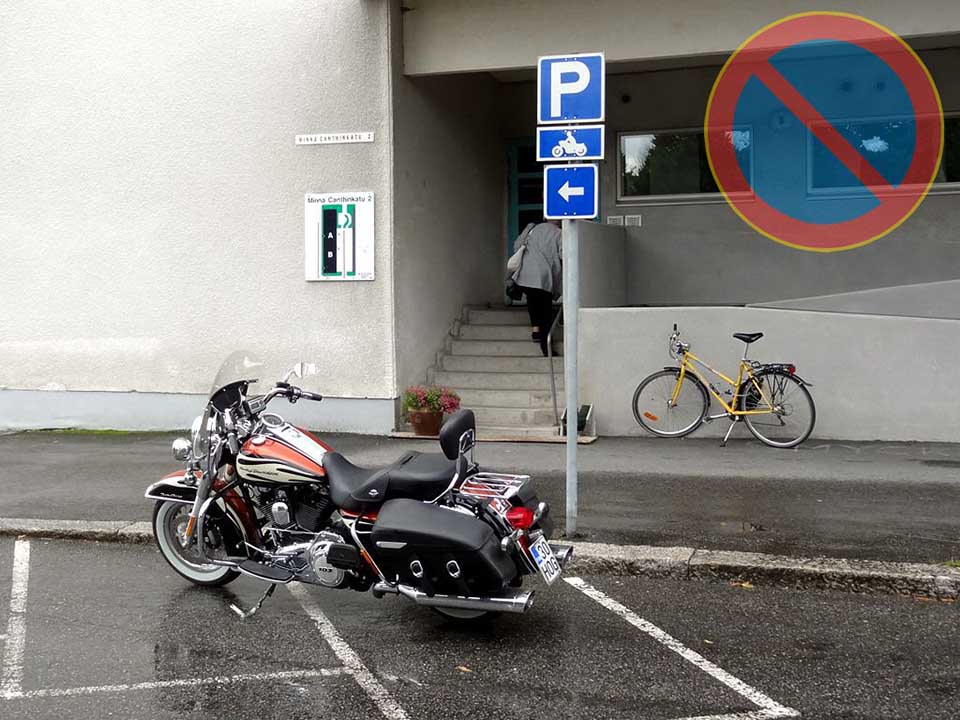 kielletylle alueelle pysäytetty moottoripyörä