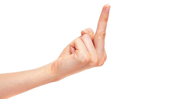 pystyssä oleva keskisormi