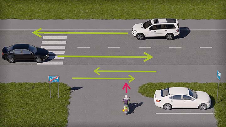 kaavakuvassa on nuolilla osoitettu liikenteen eri liikkumissuunnat