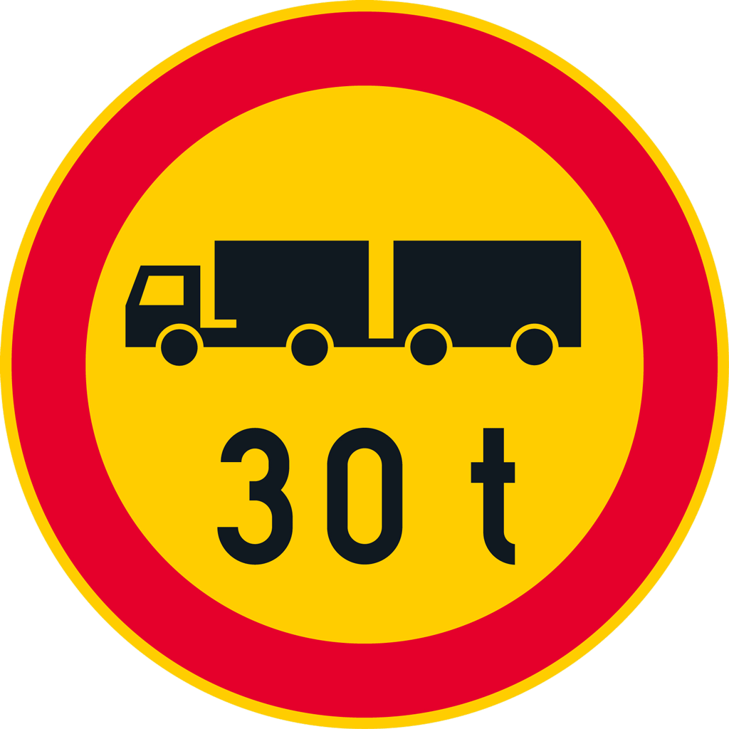 ajoneuvon sallittua massaa säätelevä merkki