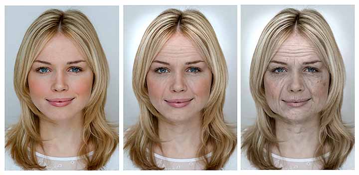 naiskuski eri ikäisinä esitettynä